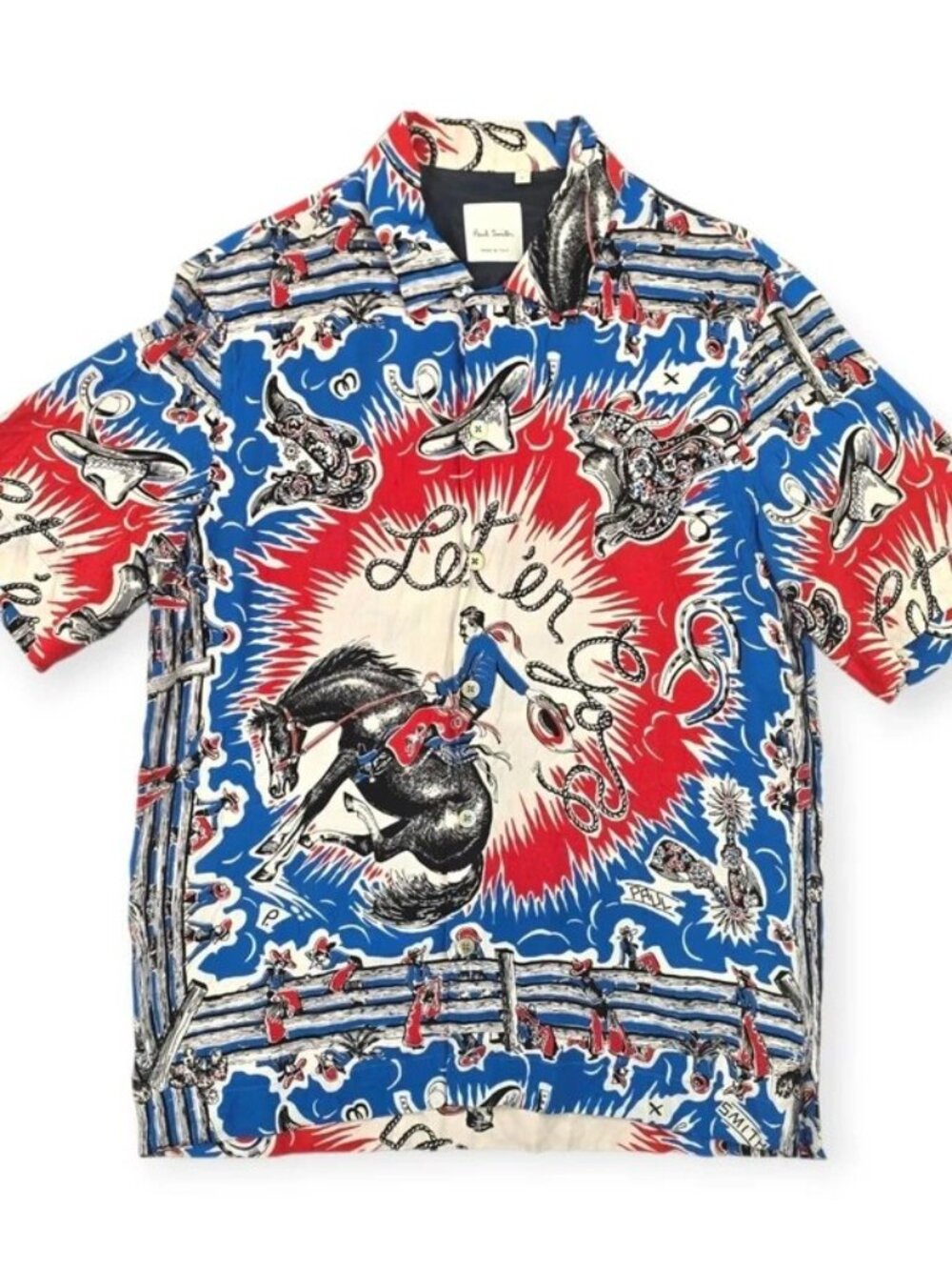 Paul Smith Cowboy Rodeo Graphic Short Sleeve Shirt Men’s Size S